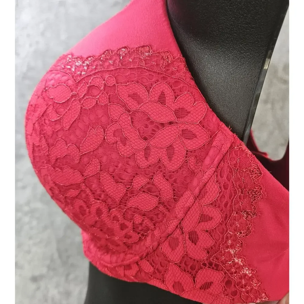 Victoria’s Secret 36DD Red Lace Bra Romantic Bombshell Femme Glam
